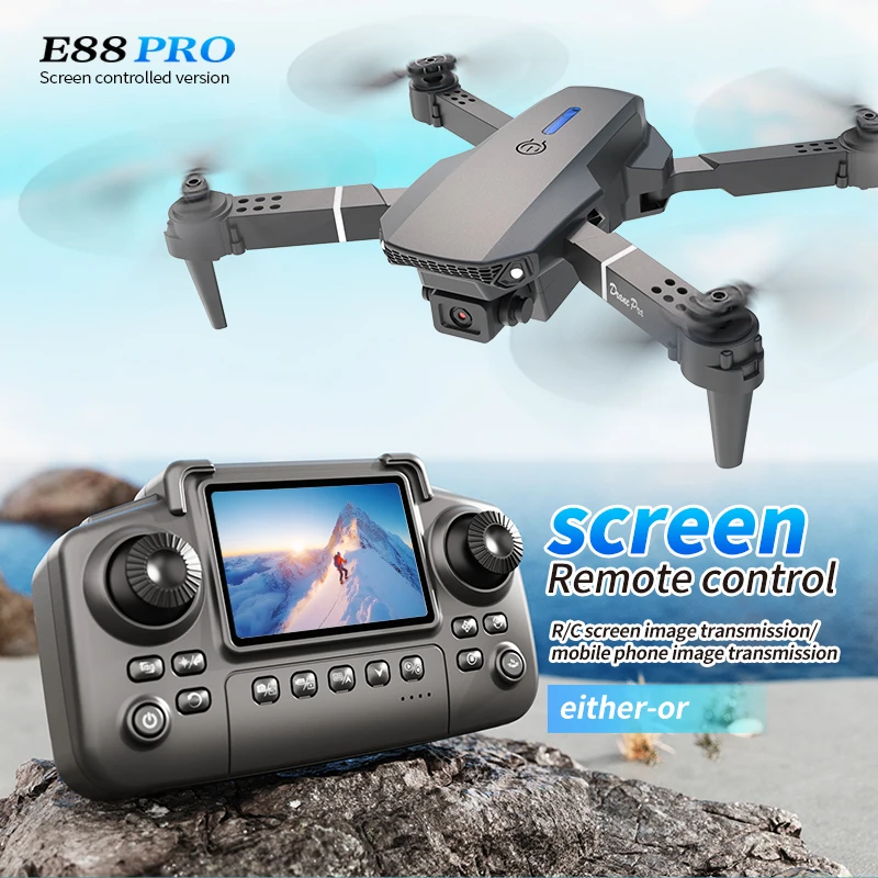 Drone Camera Professional - Professionelle E88 PRO Drohne mit Bildschirm,